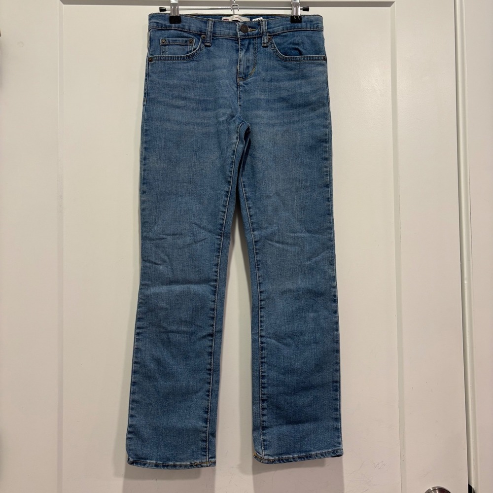 Levis Boys Boot Cut Jeans Medium Wash Size 12 Regular Adjustable Waist Denim